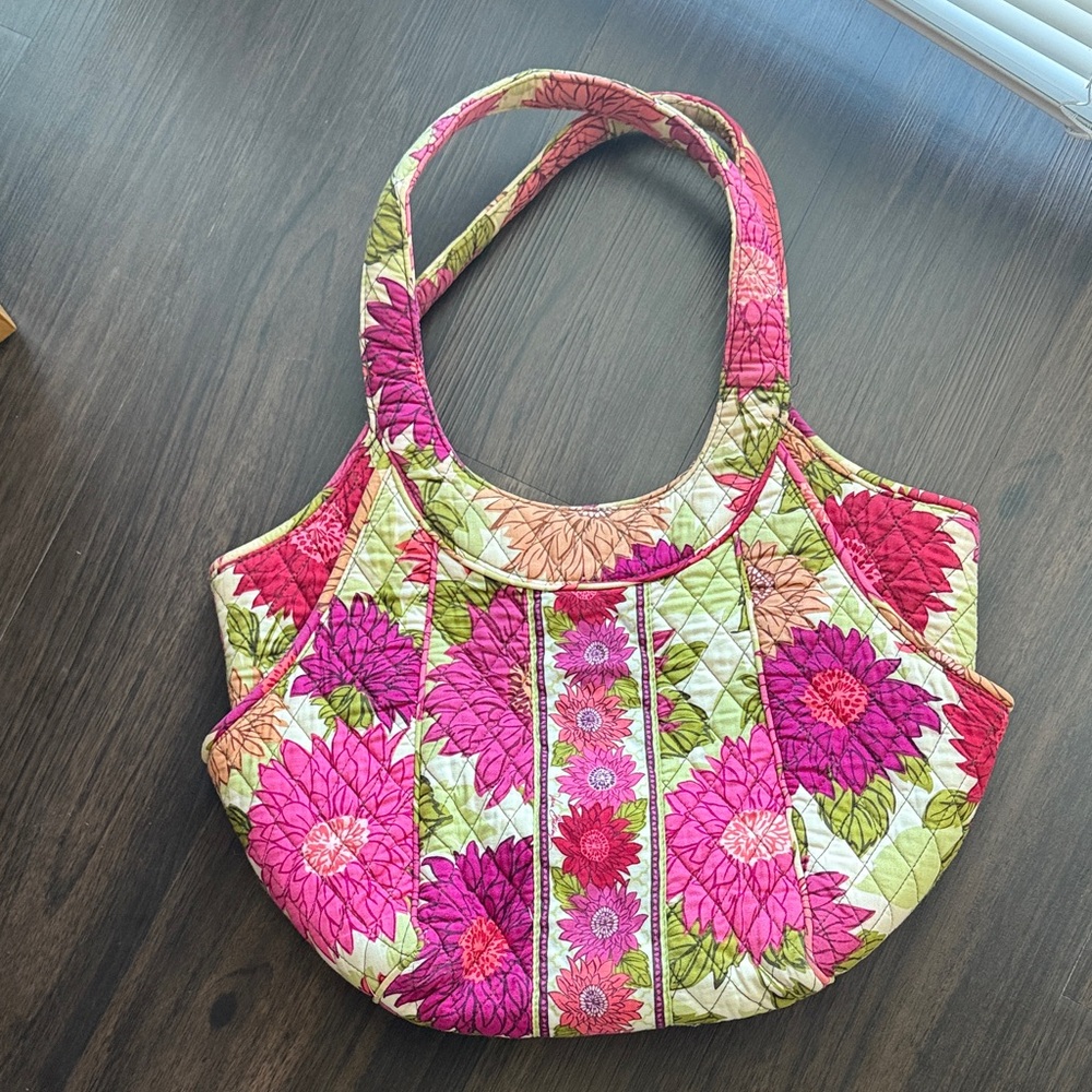 Vera Bradley Pink and Green Floral Shoulder Bag